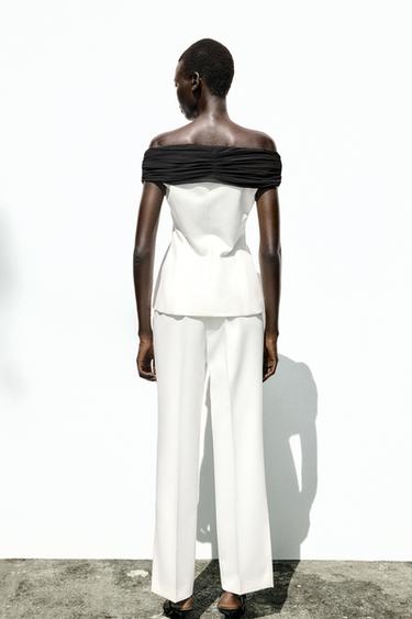 CONTRAST WAIST TROUSERS - Ecru by Zara - Image 4