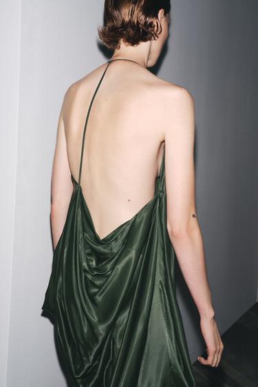 ROBE ASYMÉTRIQUE SATINÉE ZW COLLECTION - Kaki de Zara - Image 6