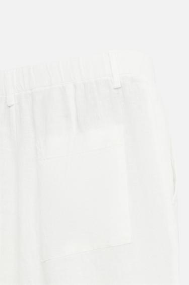RELAXED FIT 100% LINEN TROUSERS - White by Zara - Image 8