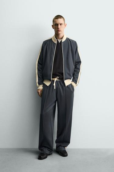 WIDE-LEG JOGGER TROUSERS WITH SIDE TAPING - Blue by Zara