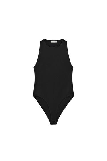 POLYAMIDE HALTER BODYSUIT - Black by Zara