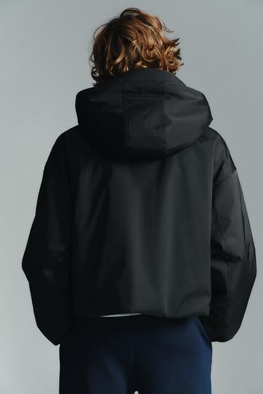 WATER-REPELLENT WINDPROOF HOODED JACKET - Black by Zara - Image 4