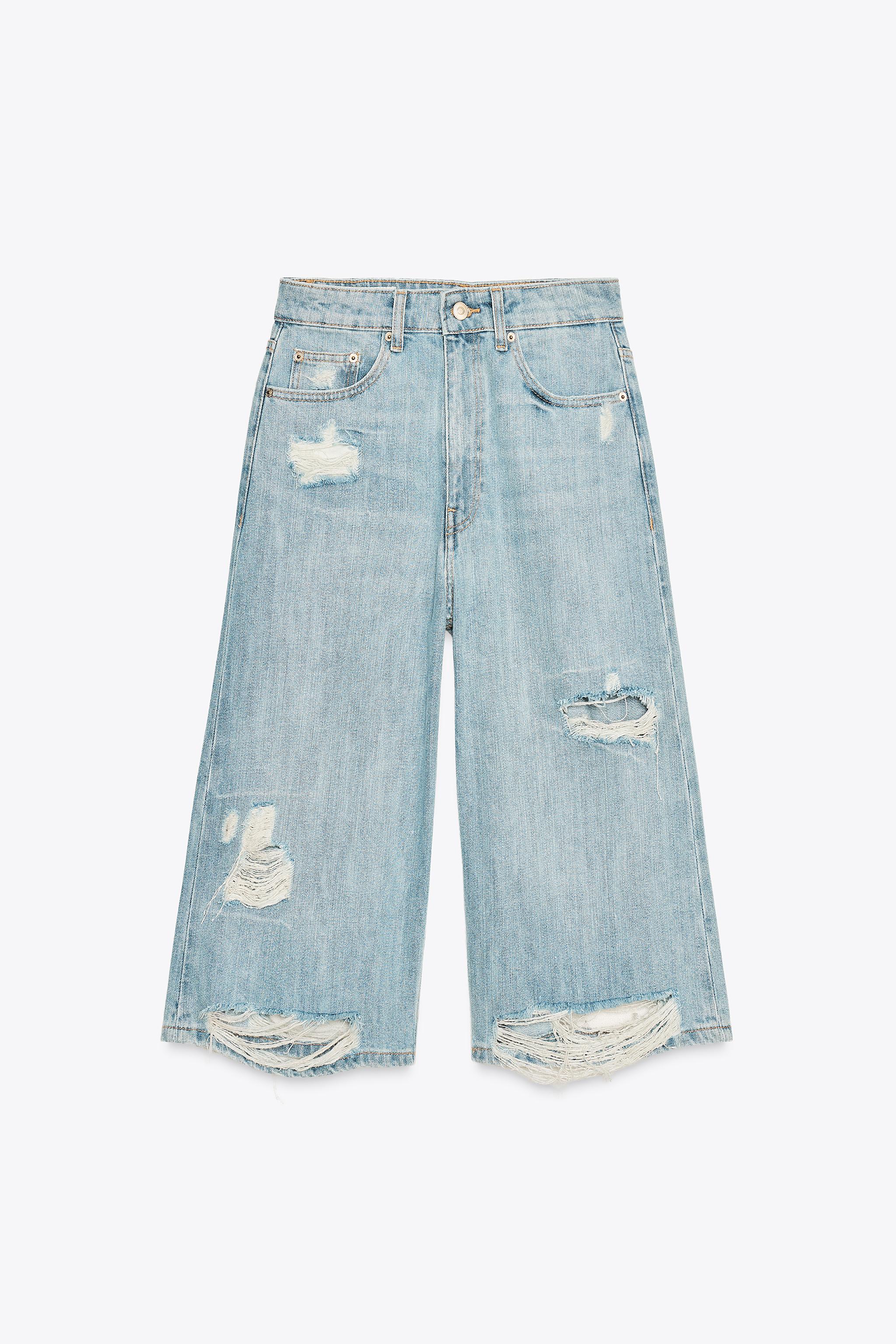 BERMUDA-SHORT EN JEAN TRF DÉCHIRURES TAILLE BASSE