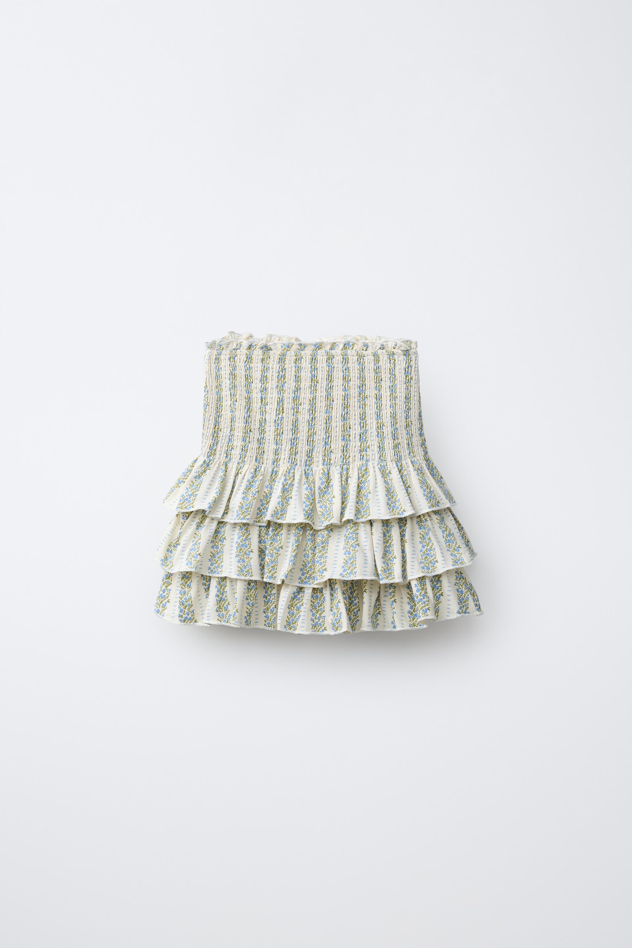 フローラルバミューダスカート - サンド/ブルー | ZARA Japan / 日本