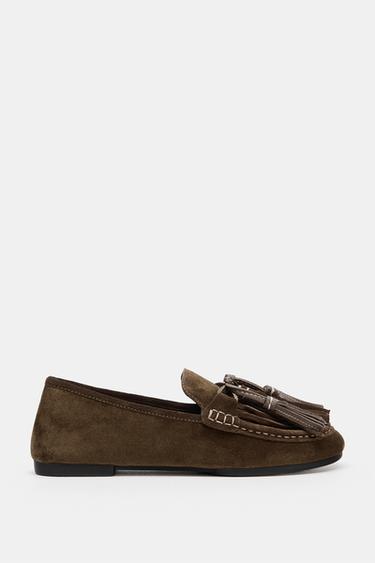 LEATHER TASSEL LOAFERS - Brown by Zara - Image 0