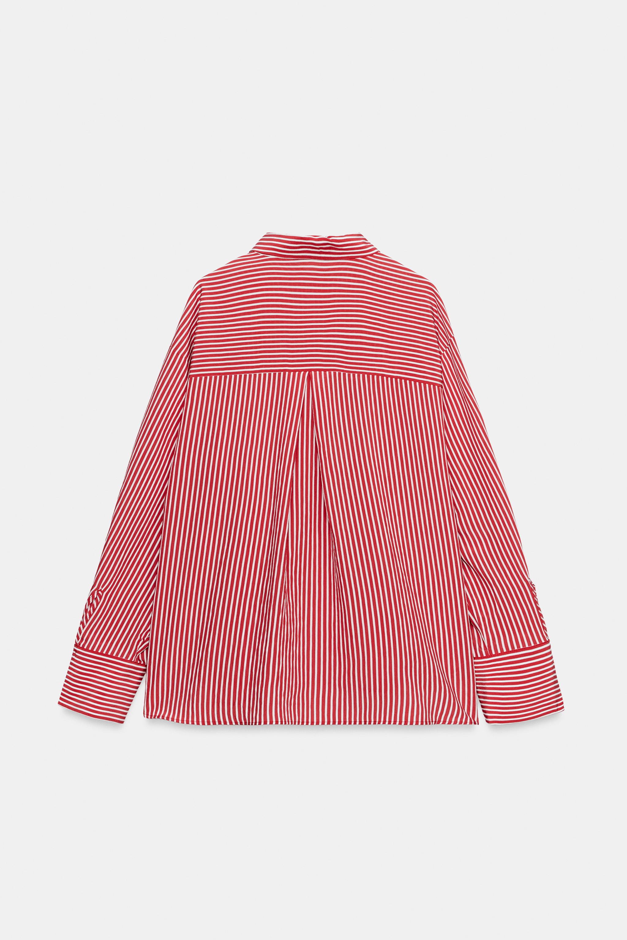 Женские рубашки Zara CONTRAST CUFF STRIPED SHIRT — фото 5