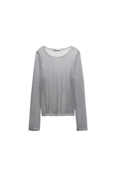 METALLIC MESH KNIT TOP