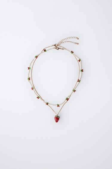 PACK OF TWO NECKLACES WITH FRUIT BEADS - Red by Zara