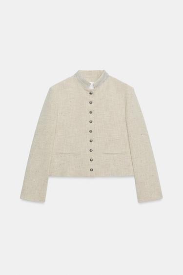 ZW COLLECTION PLEATED BLAZER - Beige by Zara - Image 6