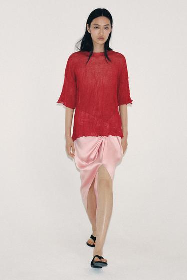 ΦΟΥΣΤΑ ΝΤΡΑΠΕ ΣΑΤΙΝΕ ZW COLLECTION - Ροζ του Zara