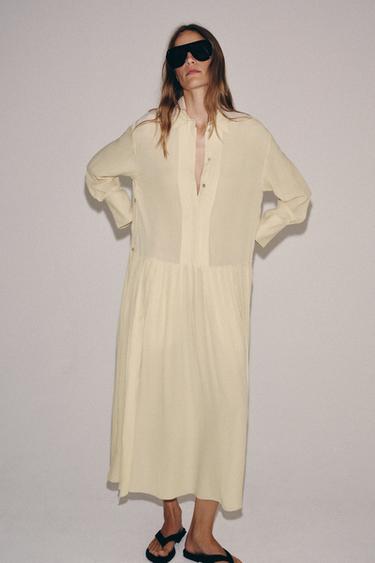 ROBE CHEMISE FLUIDE ZW COLLECTION - Beige de Zara - Image 3