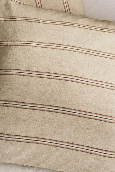 DYED THREAD STRIPED PILLOWCASE - Light beige by Zara - Image 5