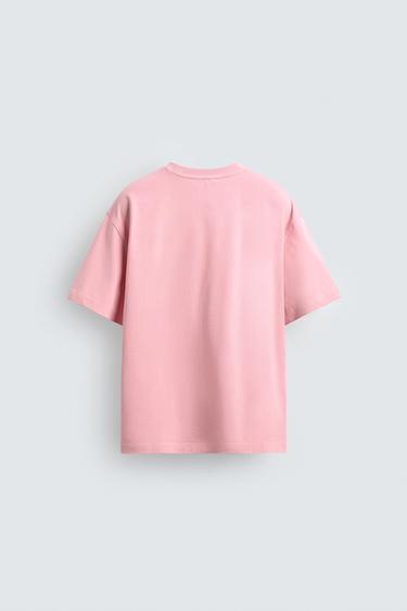 T-SHIRT INSCRIPTION BRODÉE - Rose délavé de Zara - Image 7
