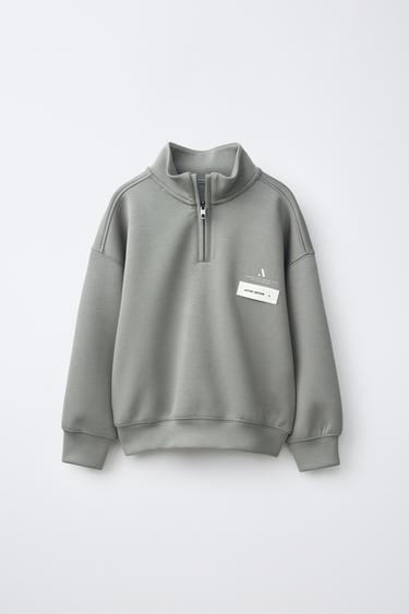 Zara SPORTY KANGAROO POCKET SWEATSHIRT - Khaki