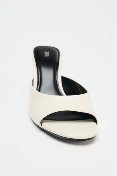 MULES À TALONS COMPENSÉS TRANSPARENTS EN CUIR - Blanc écru de Zara - Image 5