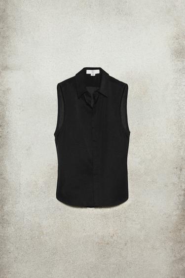 LUDOVIC DE SAINT SERNIN x ZARA 콤비 세미 시스루 셔츠 - Zara 블랙