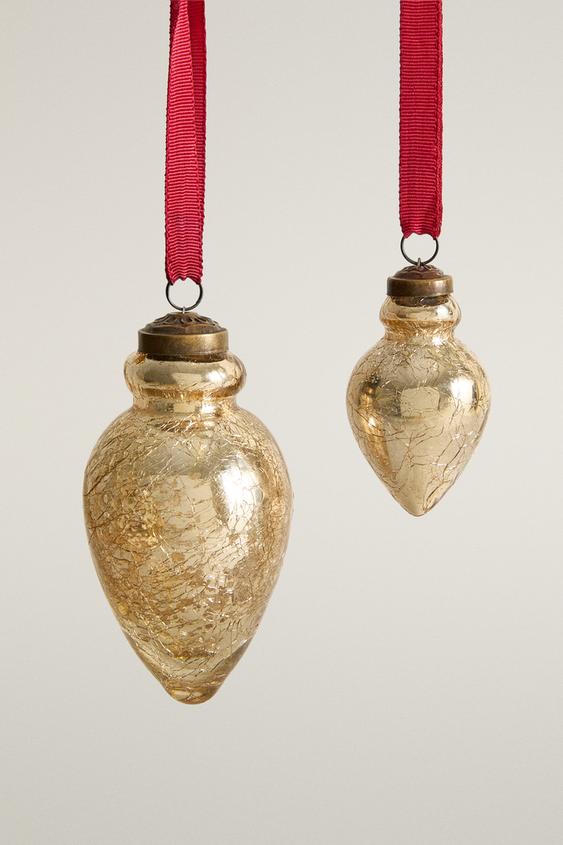 GLASS DROP CHRISTMAS TREE ORNAMENT - Golden by Zara - Image 0