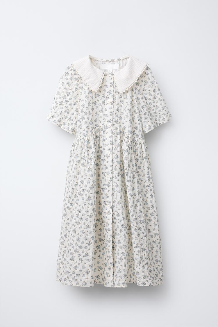 FLORAL PRINT DRESS WITH PETER PAN COLLAR Light blue ZARA Turkey