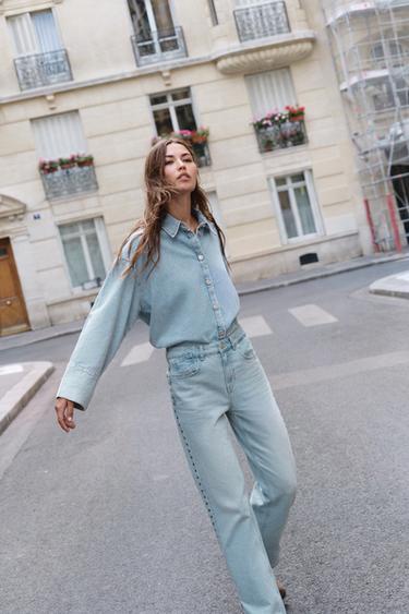 Z1975 DENIM SHIRT - Light blue by Zara