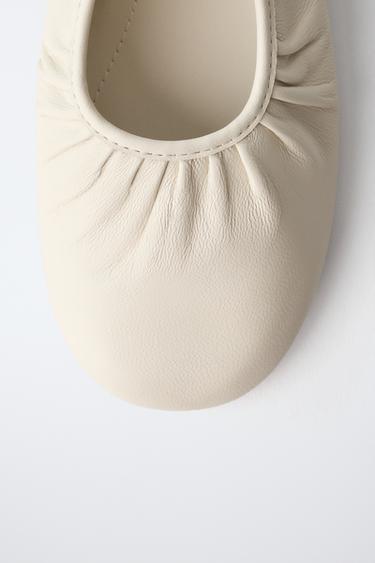 SHEEPSKIN LEATHER BALLET FLATS - White by Zara - Image 5
