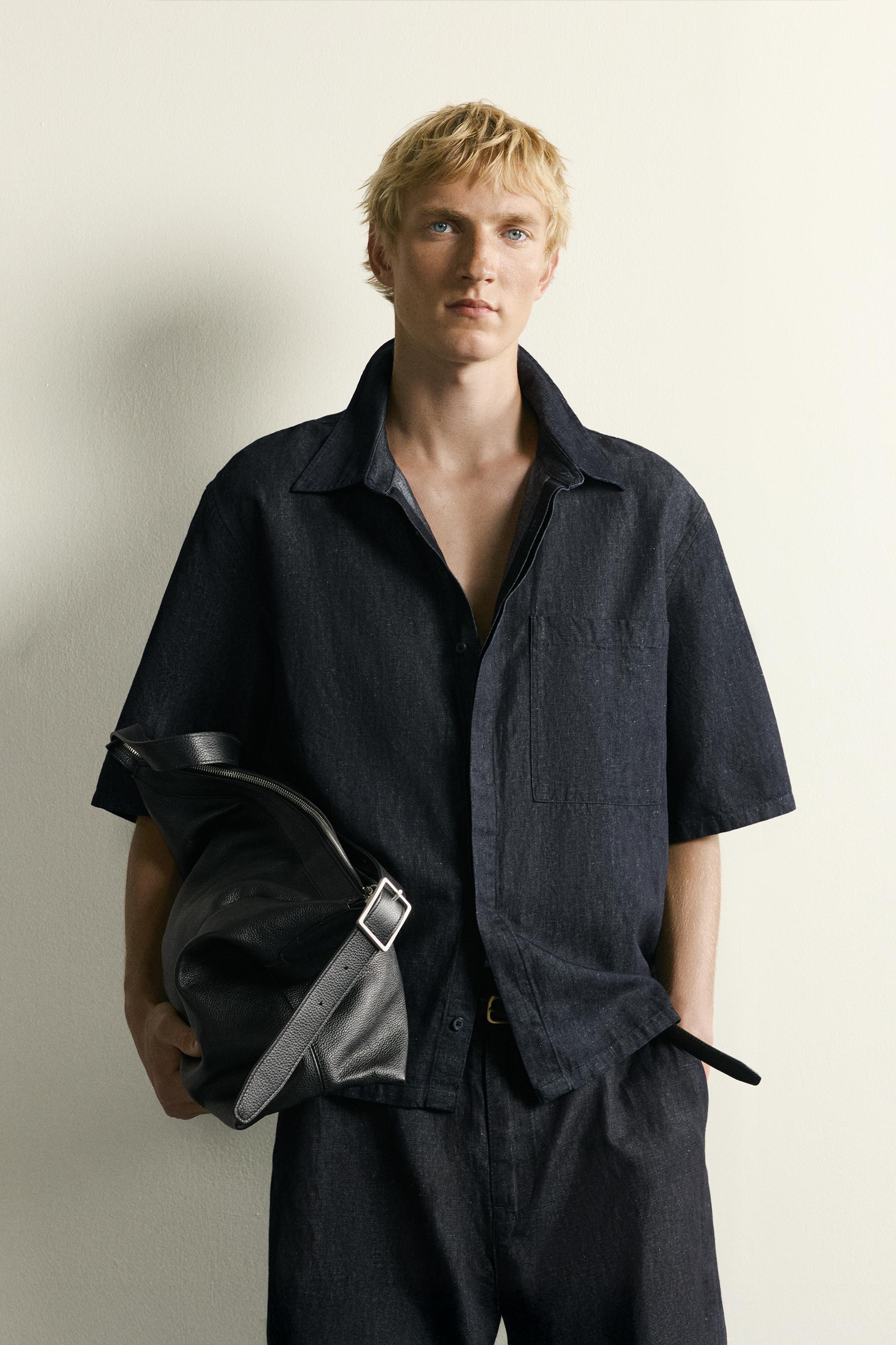 CHEMISE DENIM COUPE BOXY COTON ET LIN