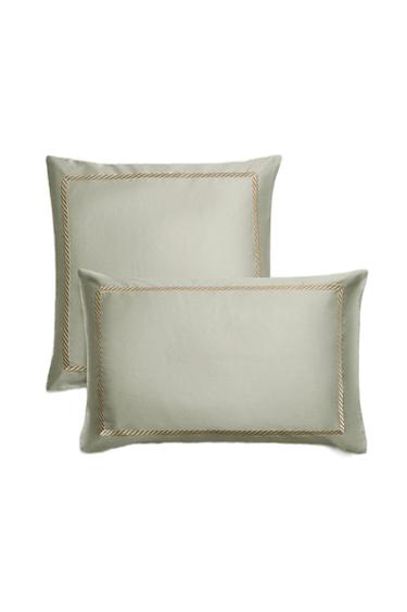 SATEEN PILLOWCASE WITH DECORATIVE EMBROIDERY - Green by Zara