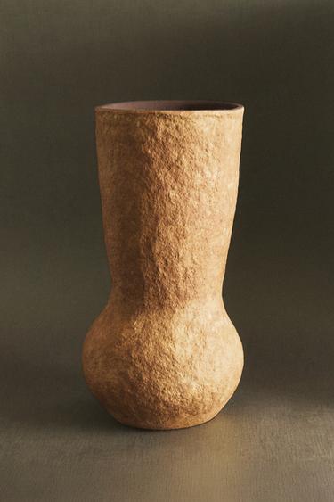 PAPIER-MÂCHÉ VASE - Ecru / Brown by Zara