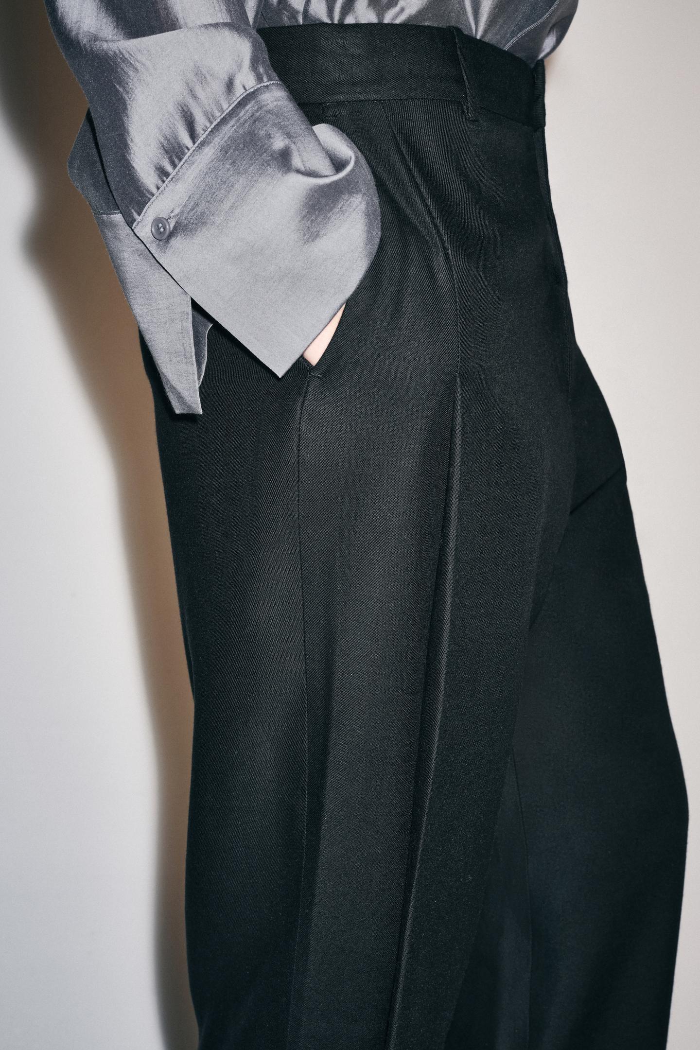 Женские брюки Zara ZW Collection Wide-Leg, цвет: Чёрный — фото 3