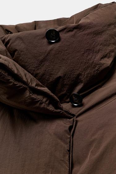 SHORT QUILTED ANORAK WITH WATER AND WIND PROTECTION - Dark brown by Zara - Image 7