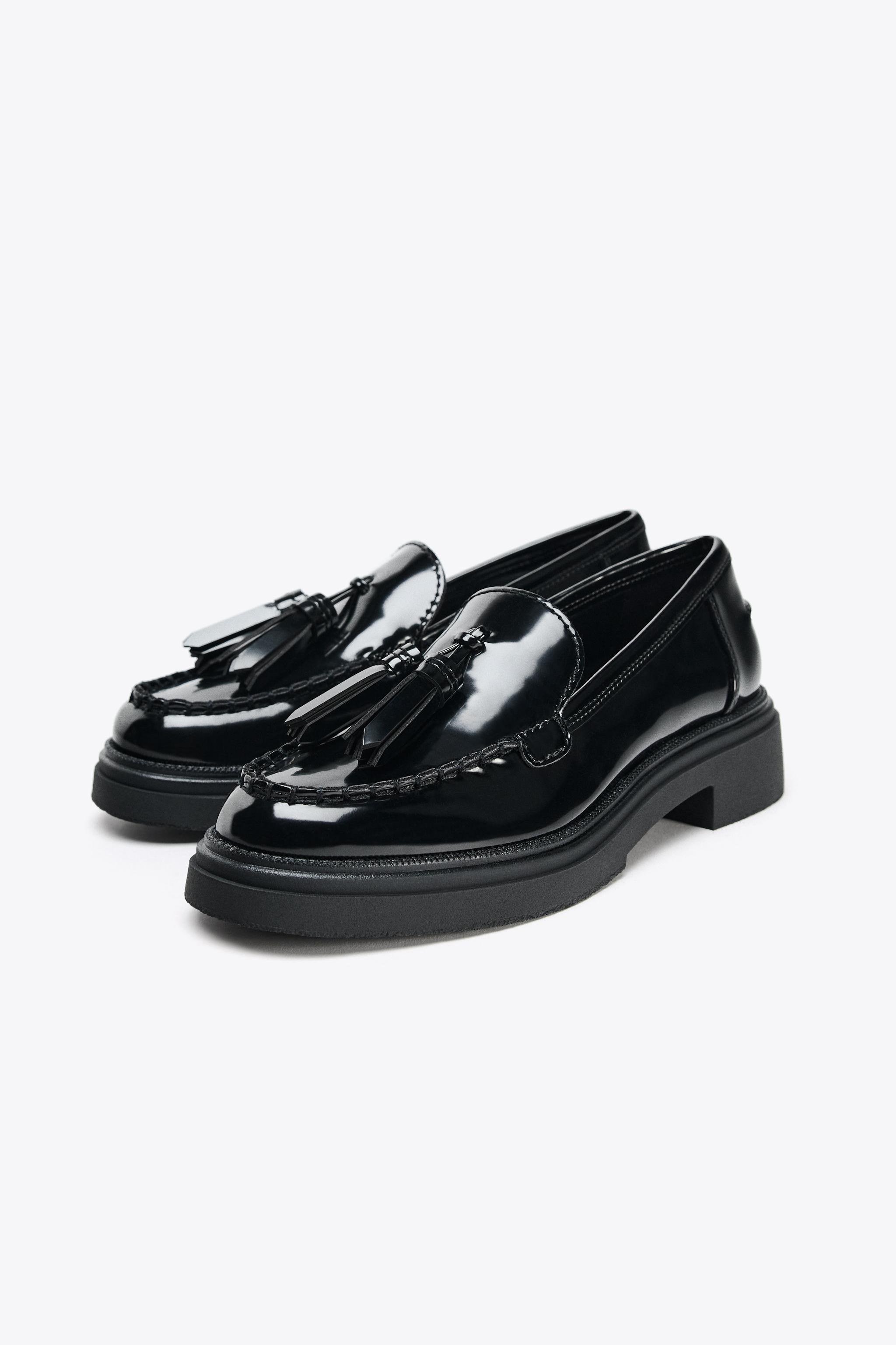 ZARA エナメルモカシン エナメル風バレリーナシューズ - ブラック | ZARA Japan / 日本