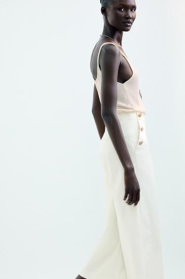 CULOTTEBROEK MET KNOPEN - Ecru van Zara