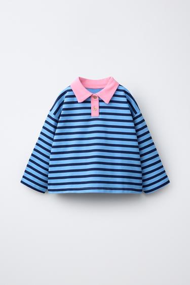 POLOSHIRT MIT STREIFEN - Bläulich von Zara