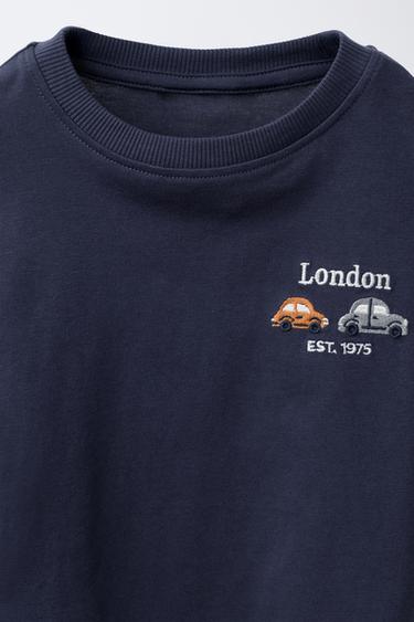 EMBROIDERED T-SHIRT - Navy blue by Zara - Image 2