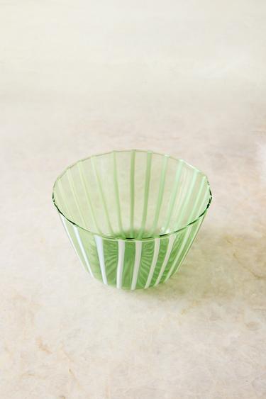 STRIPED BOROSILICATE BOWL - Green by Zara
