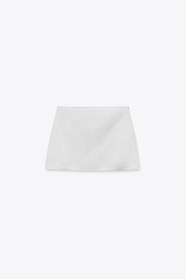 Zara SATIN MINI SKIRT - Pearl gray