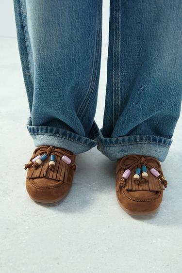 MOCASIN ABALORIOS - Marrón de Zara