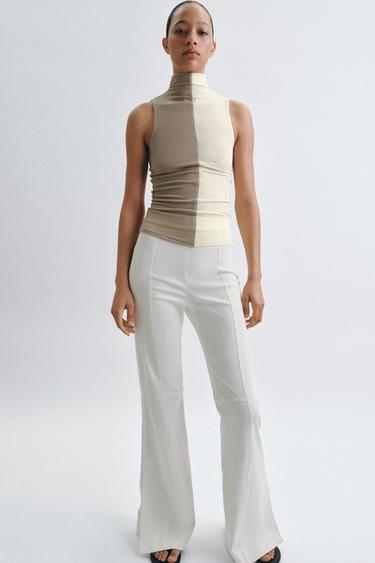 HALTER SLEEVELESS T-SHIRT - Ecru / Beige by Zara