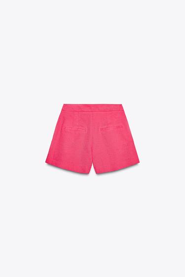PLEATED LINEN BLEND BERMUDA SHORTS - Strawberry by Zara - Image 6