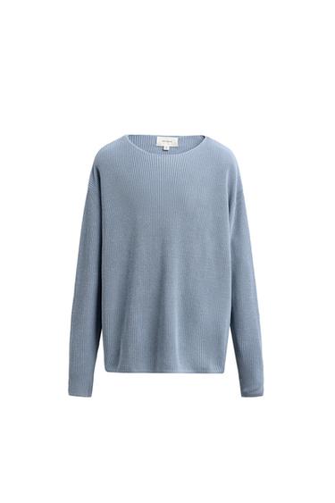 JERSEY ESTRUCTURA SEDA - LINO - Celeste de Zara