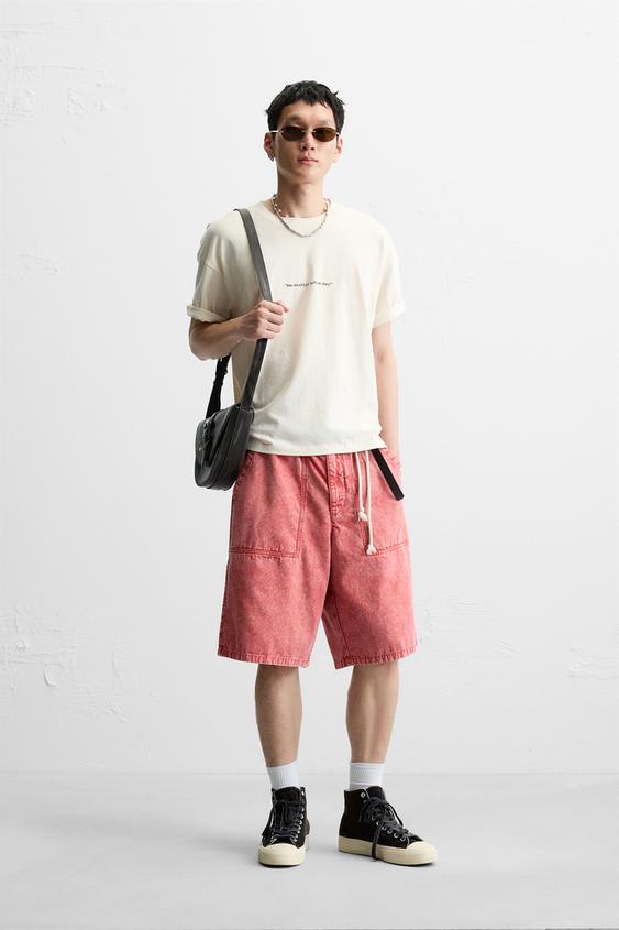 WASHED PRINT T-SHIRT - Ecru | ZARA Singapore