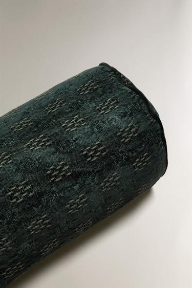 JACQUARD BOLSTER CUSHION - Green by Zara - Image 1