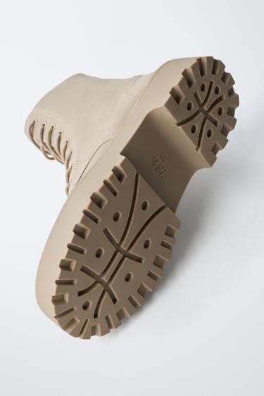 LACE-UP ANKLE BOOTS - Beige by Zara - Image 6