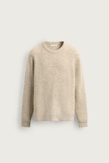 JERSEY REGULAR FIT ESTRUCTURA WAFFLE - Crudo de Zara