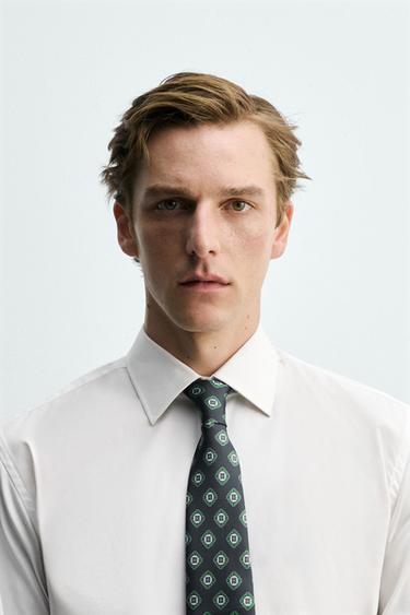 CORBATA JACQUARD GEOMÈTRIC 100% SEDA - Marí de Zara - Imatge 0