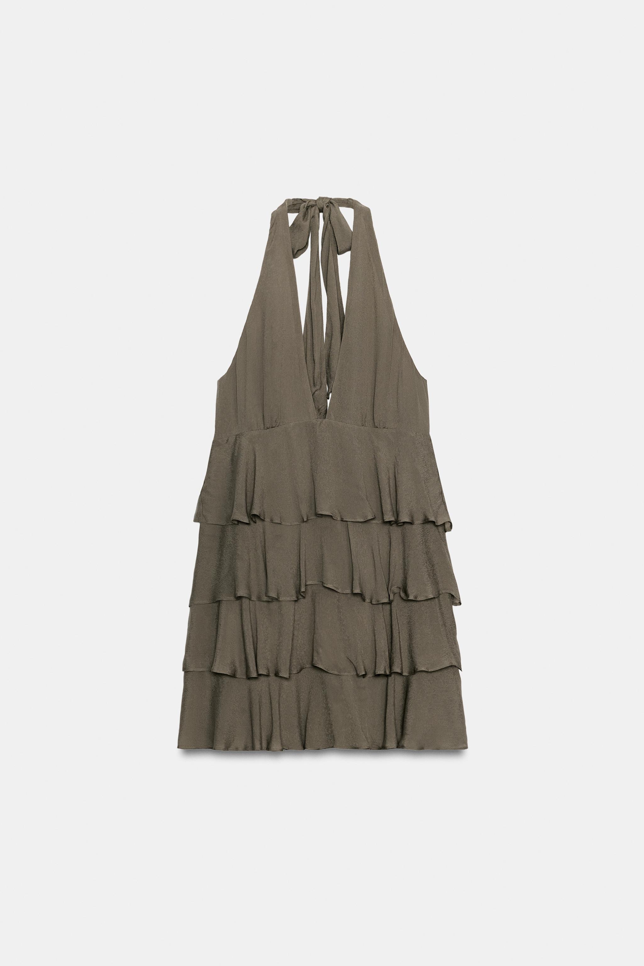 Zara FIRFIRLI HALTER MİNİ ELBİSE görsel 4