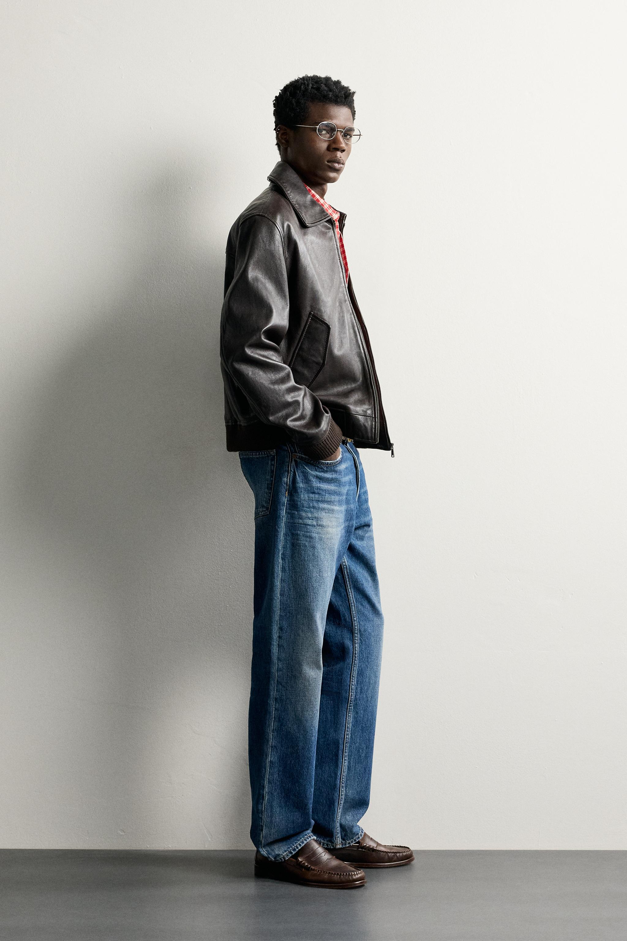BLOUSON EN CUIR REGULAR FIT