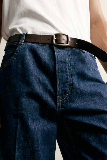 CINTURÓN PIEL - Marrón de Zara - Imagen 0