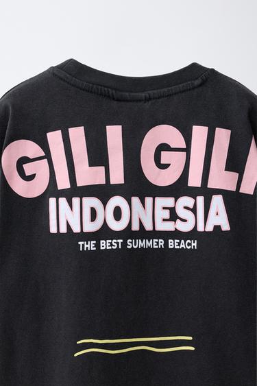 T-SHIRT EFFET DÉLAVÉ À INSCRIPTION - Gris anthracite de Zara - Image 3