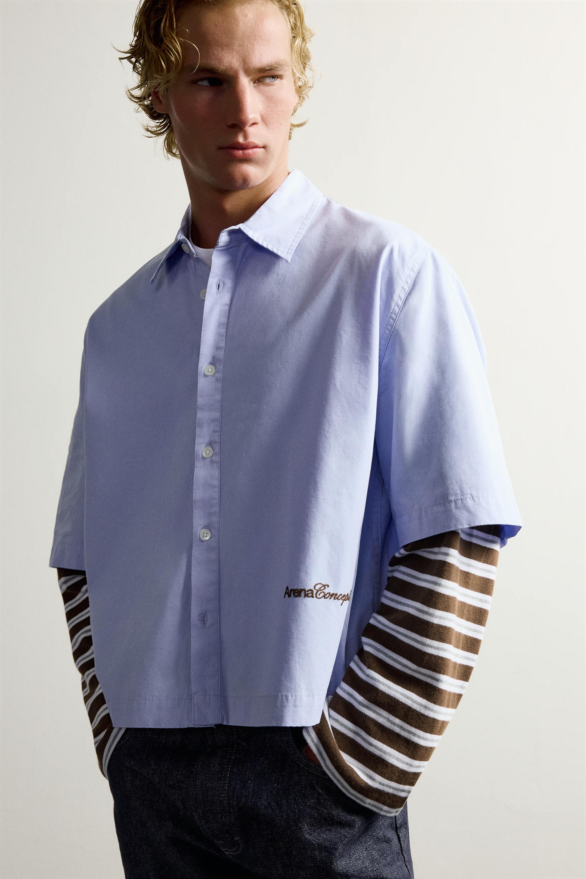 CHEMISE MANCHES EFFET SUPERPOSITION RAYURES