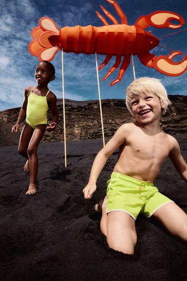 2-6 YEARS/ PALM TREE SWIM SHORTS - Fluorescent lime by Zara